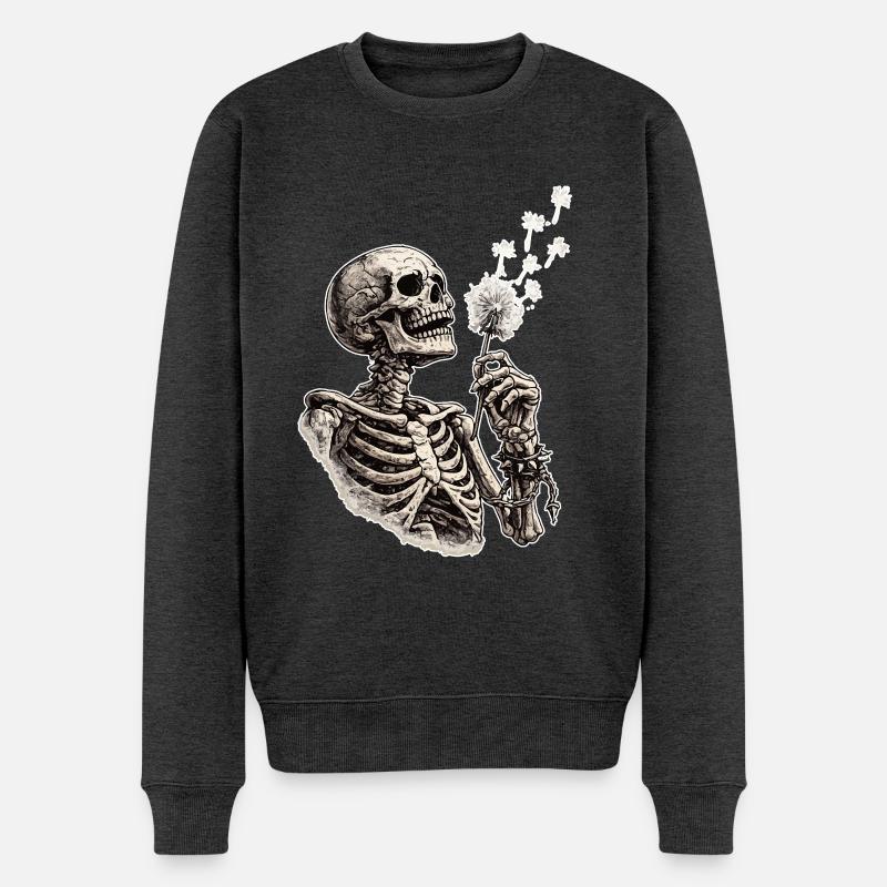 Squelette avec pissenlit - Pull Premium bio Homme - anthracite chiné