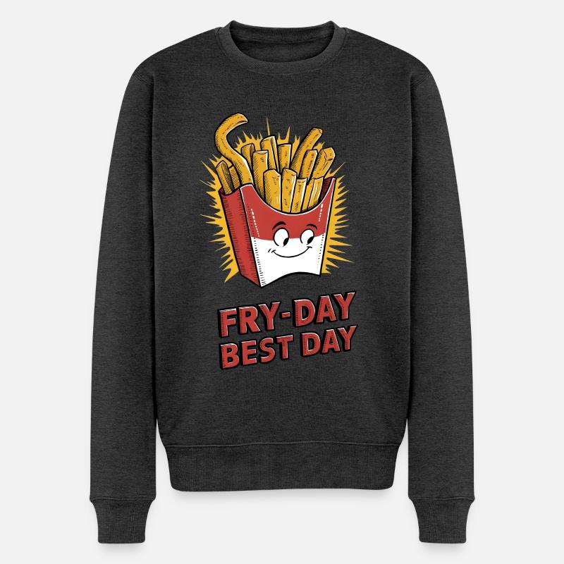 Fry-Day, Best Day - Männer Premium Bio Pullover - Anthrazit meliert