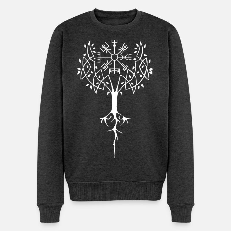 Arbre runique de vie (blanc) - Pull Premium bio Homme - anthracite chiné