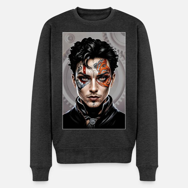 Steampunk Boy 05 - Männer Premium Bio Pullover - Anthrazit meliert