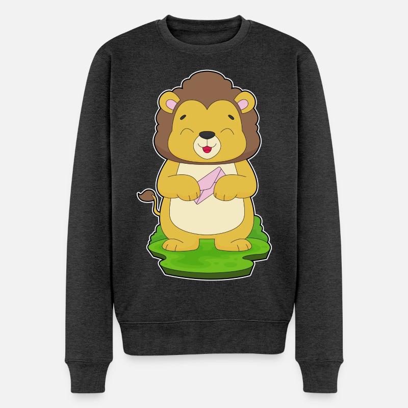 Enveloppe Lion - Pull Premium bio Homme - anthracite chiné
