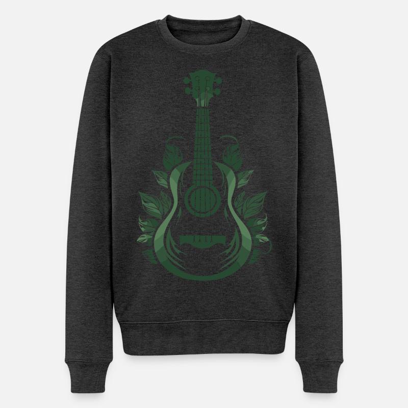 Ukulele Cartoon Look - Männer Premium Bio Pullover - Anthrazit meliert