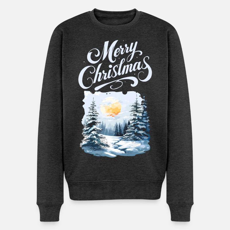 Joyeux Noël Forêt Paysage - Pull Premium bio Homme - anthracite chiné