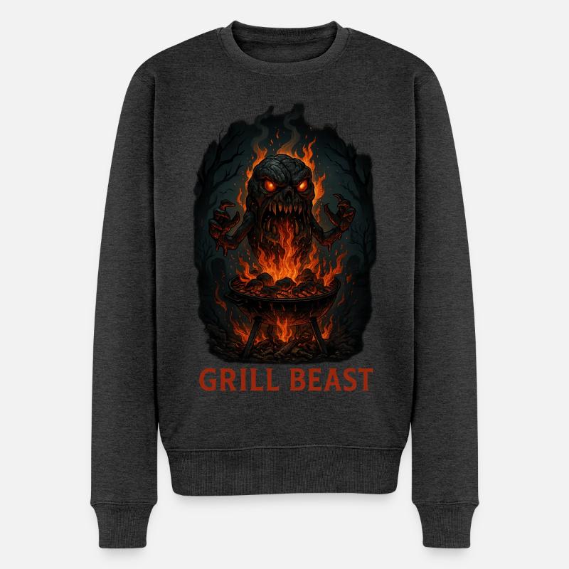 Grill Beast - Männer Premium Bio Pullover - Anthrazit meliert
