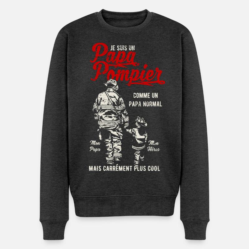 Papa Pompier - Pull Premium bio Homme - anthracite chiné