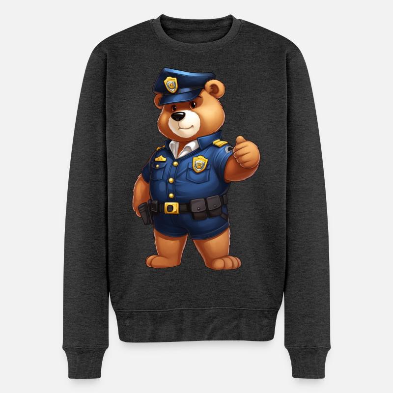Bärchen Polizei - Männer Premium Bio Pullover - Anthrazit meliert