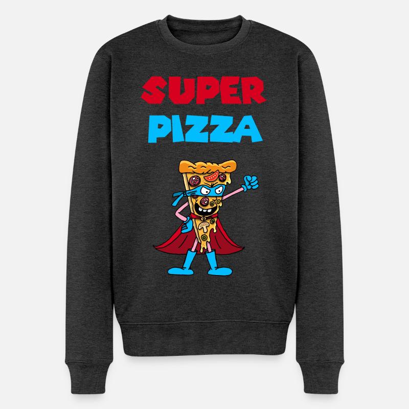 Tolle Pizza - Männer Premium Bio Pullover - Anthrazit meliert