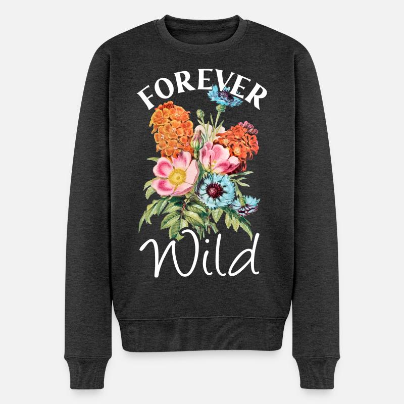 Forever Wild Blumenstrauß - Männer Premium Bio Pullover - Anthrazit meliert
