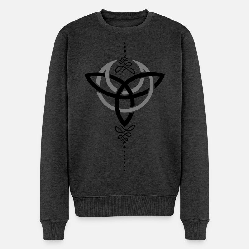 Celtic moon, Halbmond mit Trinity Symbol. - Männer Premium Bio Pullover - Anthrazit meliert