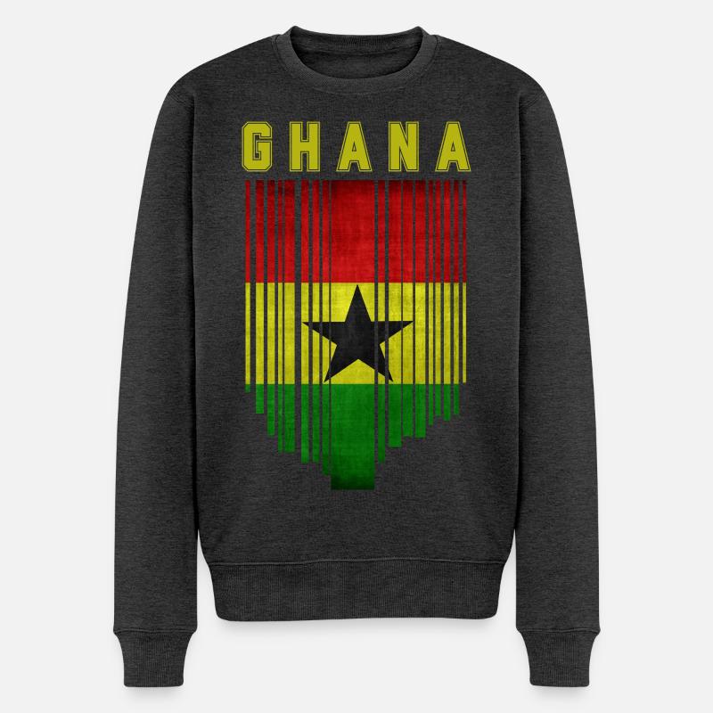 Ghana Flagge, ghanaischer Stolz - Männer Premium Bio Pullover - Anthrazit meliert