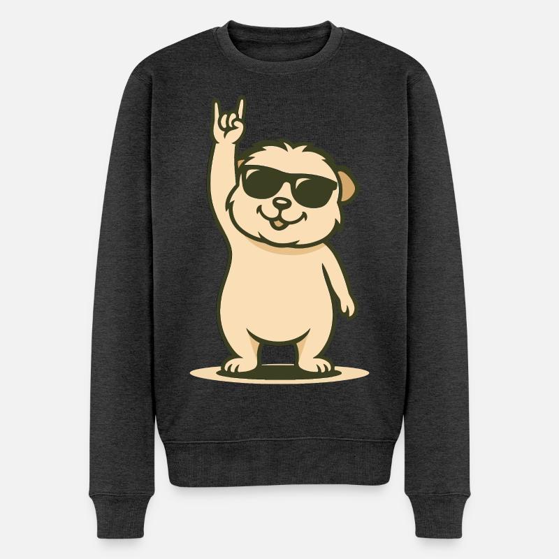 Rock’n’Roll Meerschweinchen - Männer Premium Bio Pullover - Anthrazit meliert