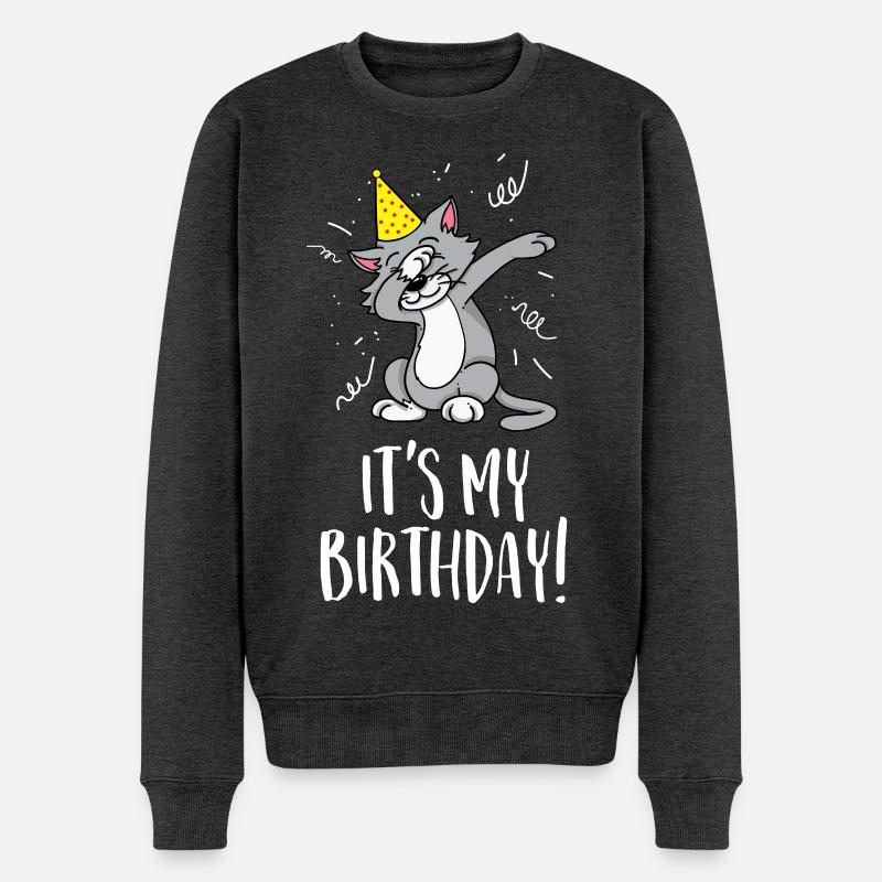 Es ist mein Geburtstag - Geburtstag und Party-Katze - Männer Premium Bio Pullover - Anthrazit meliert