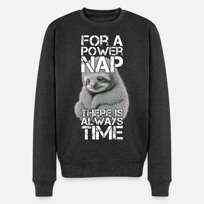 Faultier Power Nap Geschenk - Männer Premium Bio Pullover - Anthrazit meliert