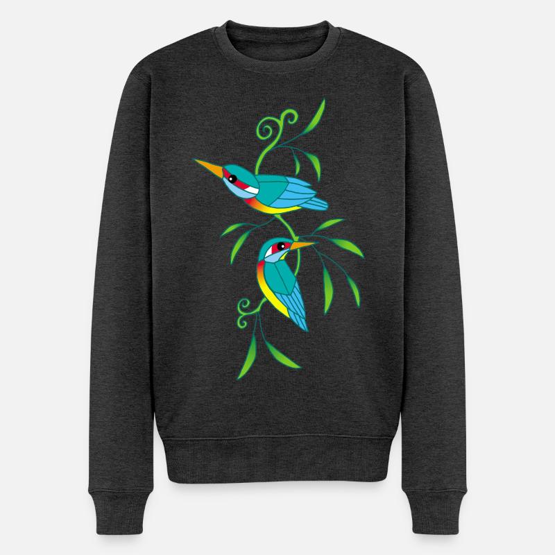 Vögel und Natur - Männer Premium Bio Pullover - Anthrazit meliert