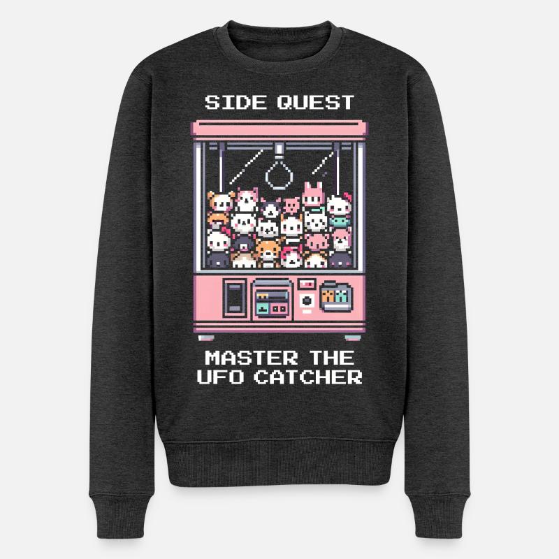 Nebenquest: UFO-Catcher meistern | Arcade Japan - Männer Premium Bio Pullover - Anthrazit meliert