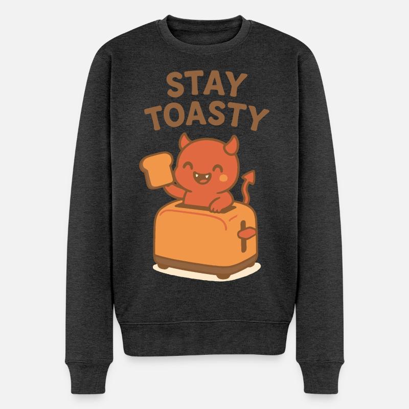 Toasty Devil Frühstück - Männer Premium Bio Pullover - Anthrazit meliert