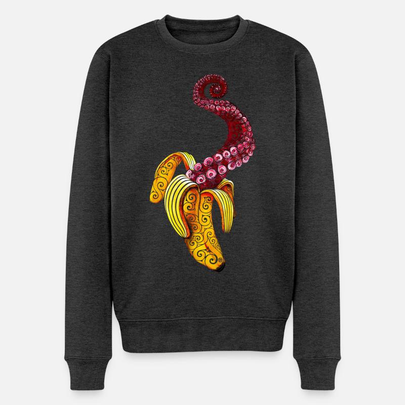 Wirbelnde Mutant-Banane - Männer Premium Bio Pullover - Anthrazit meliert