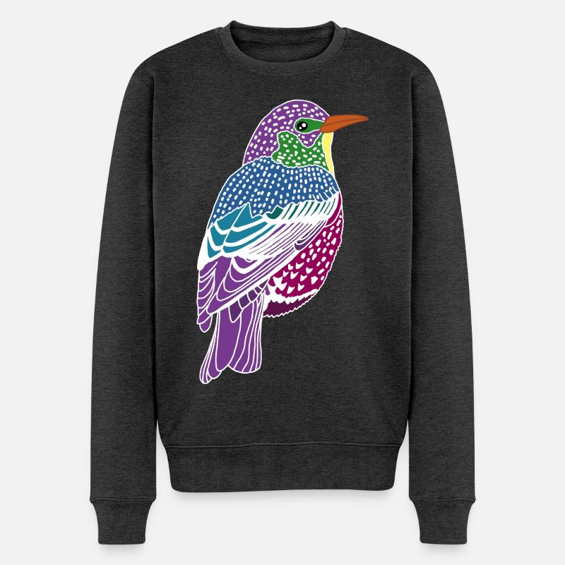 Mehrfarbiger Vogel - Männer Premium Bio Pullover - Anthrazit meliert