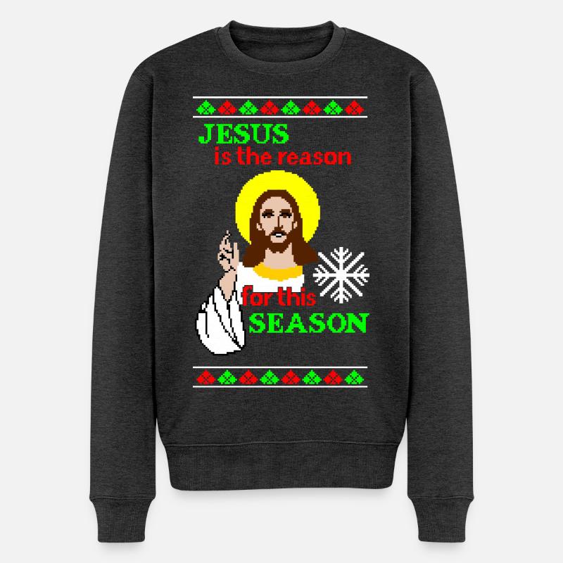 Jesus is the reason - Männer Premium Bio Pullover - Anthrazit meliert