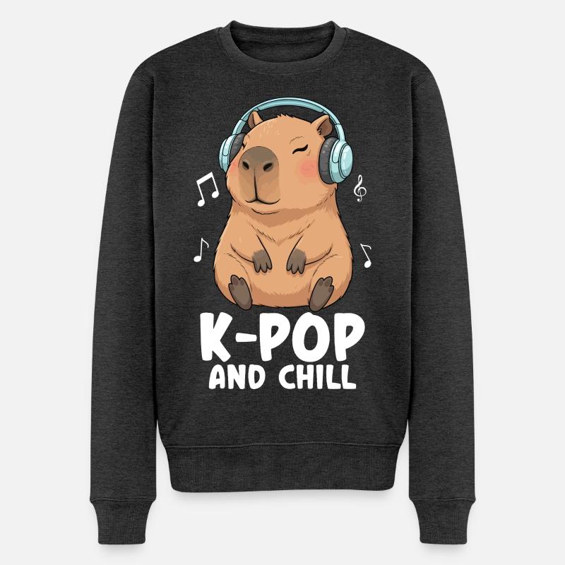 K Pop And Chill - Pull Premium bio Homme - anthracite chiné