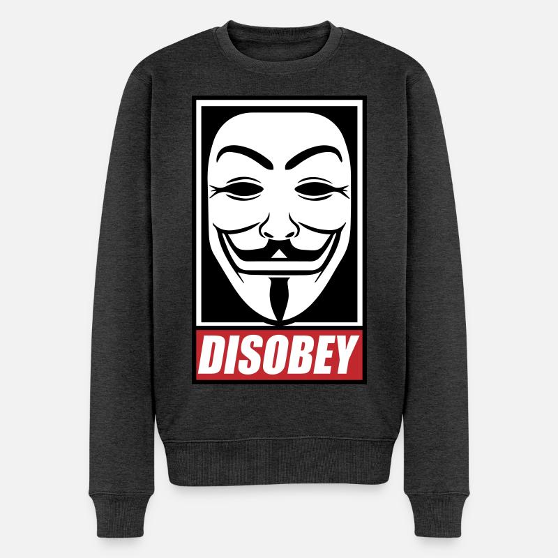 Désobéir Couleurs modifiables - Pull Premium bio Homme - anthracite chiné