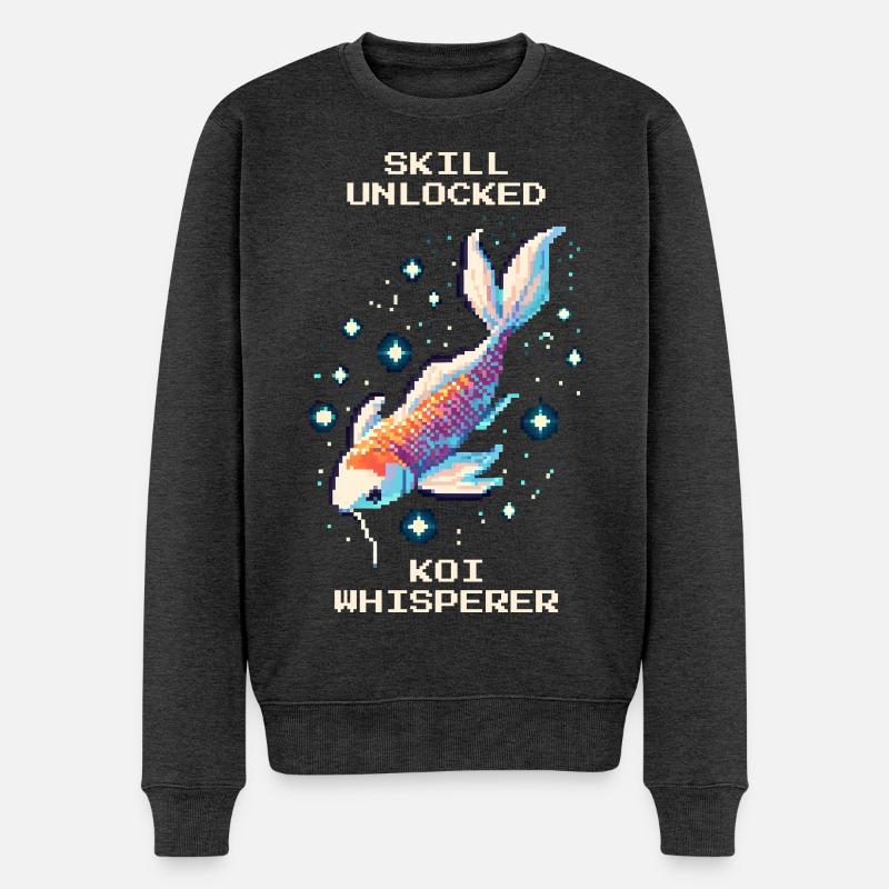 Skill freigeschaltet: Koi-Flüsterer | Koi Teich - Männer Premium Bio Pullover - Anthrazit meliert