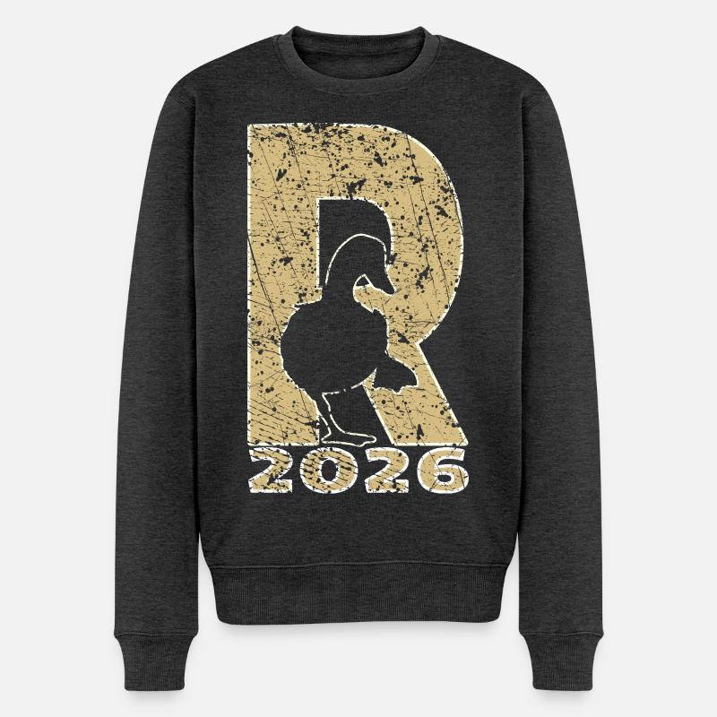 Rente 2026 R mit Ente für Rente - Männer Premium Bio Pullover - Anthrazit meliert