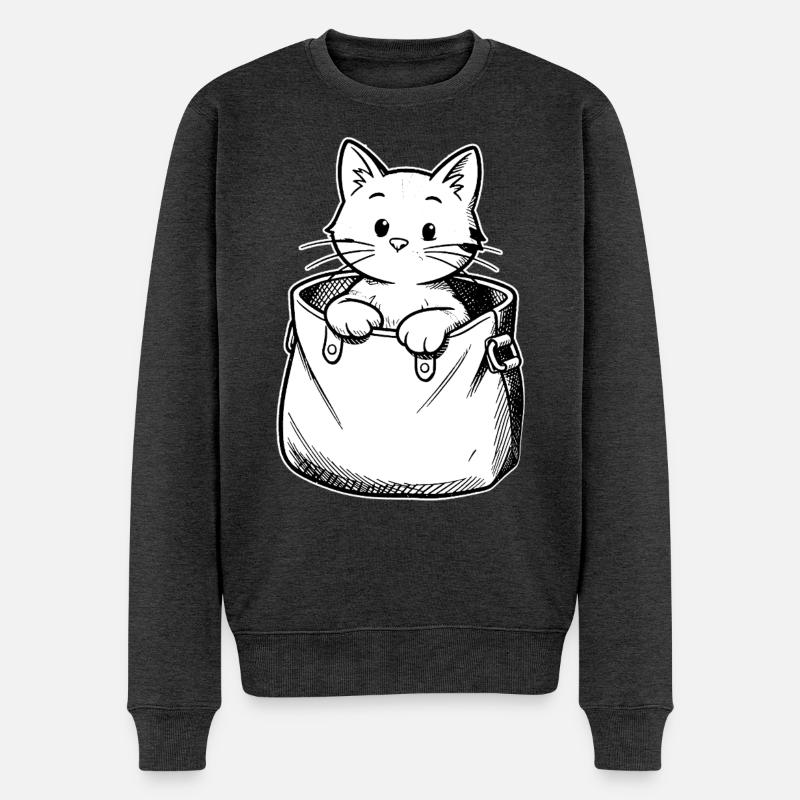 Kätzchen im Beutel Illustration - Männer Premium Bio Pullover - Anthrazit meliert