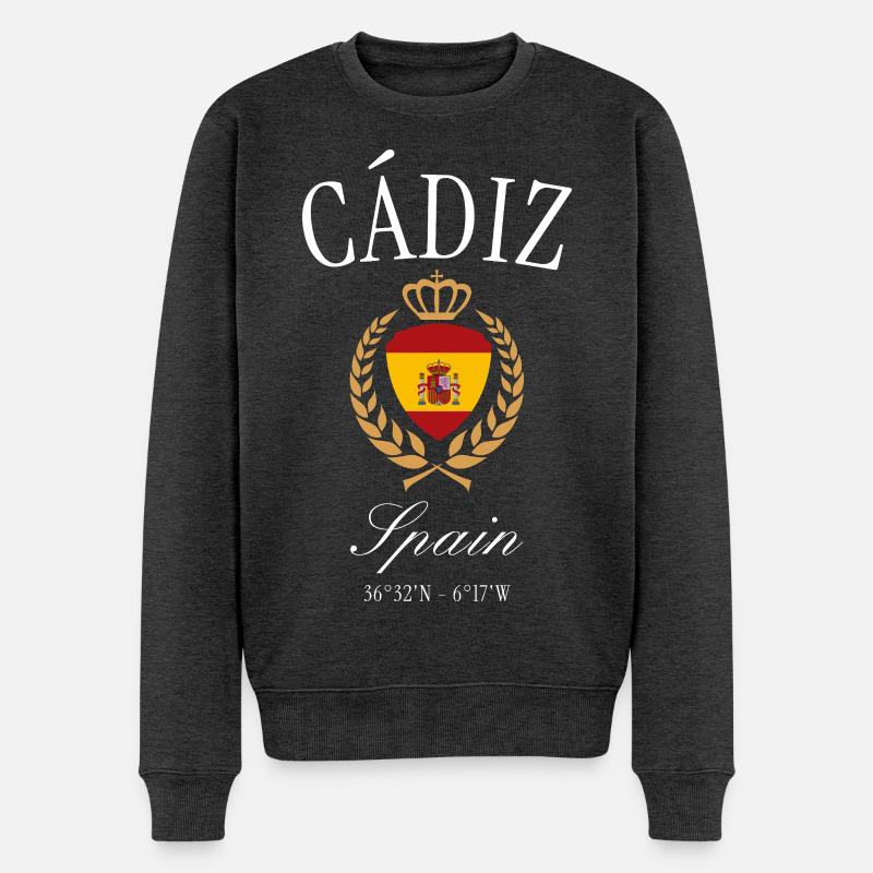 Cádiz Spanien Wappen Krone – Reise Souvenir - Männer Premium Bio Pullover - Anthrazit meliert