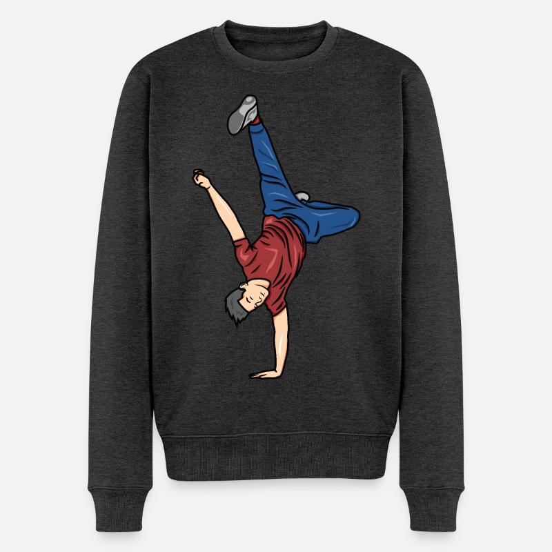 B Boy Zeichnung - Männer Premium Bio Pullover - Anthrazit meliert
