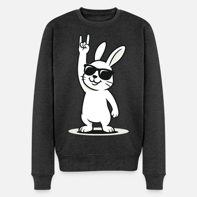 Rockin' Bunny - Männer Premium Bio Pullover - Anthrazit meliert