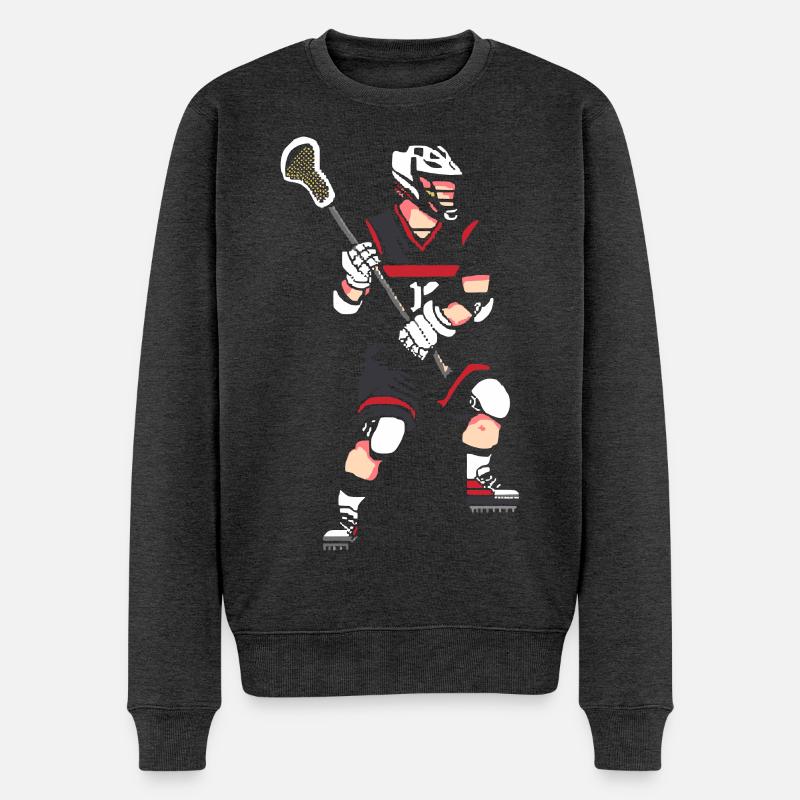 Pixel du joueur de crosse - Pull Premium bio Homme - anthracite chiné