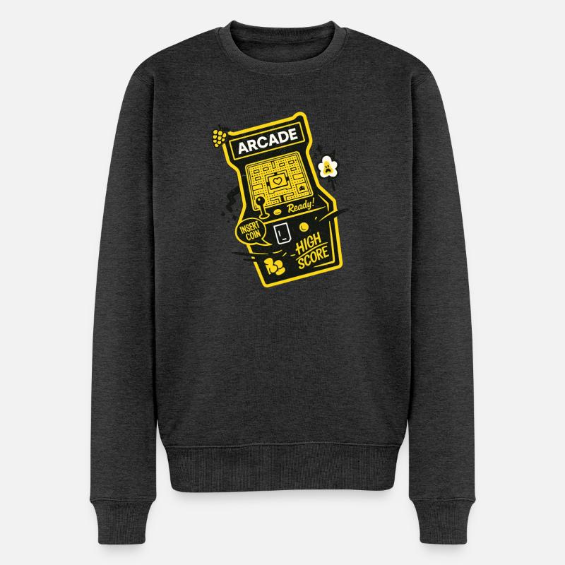 Arcade Ready Highscore - Männer Premium Bio Pullover - Anthrazit meliert