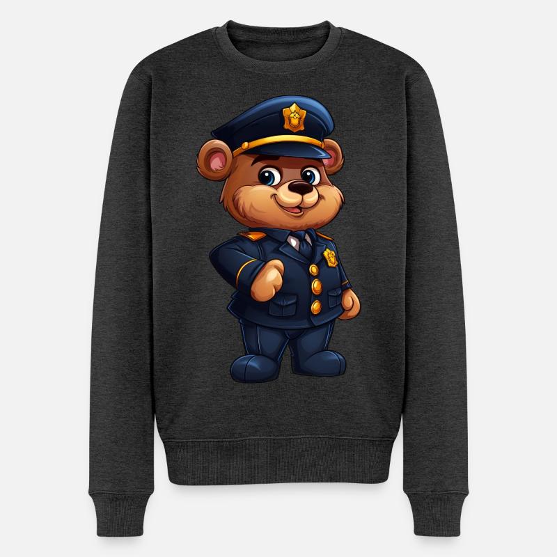 Bären Polizist - Männer Premium Bio Pullover - Anthrazit meliert