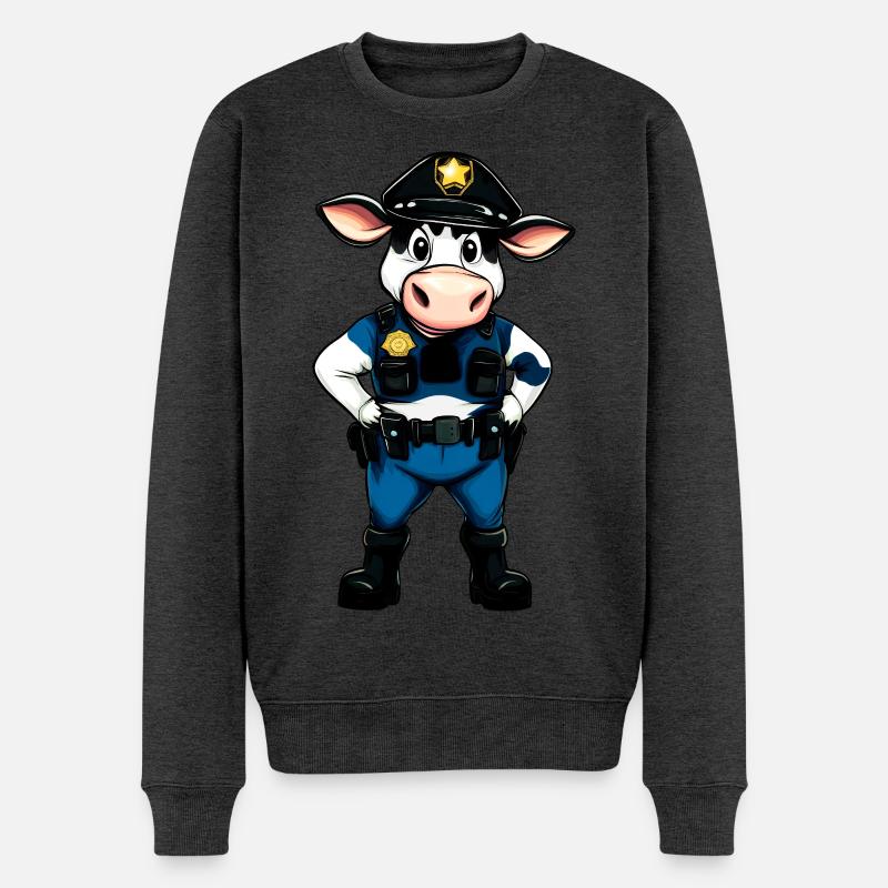 Kühe Polizei - Männer Premium Bio Pullover - Anthrazit meliert
