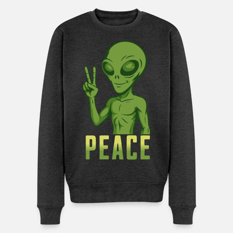 Peace Alien - Männer Premium Bio Pullover - Anthrazit meliert