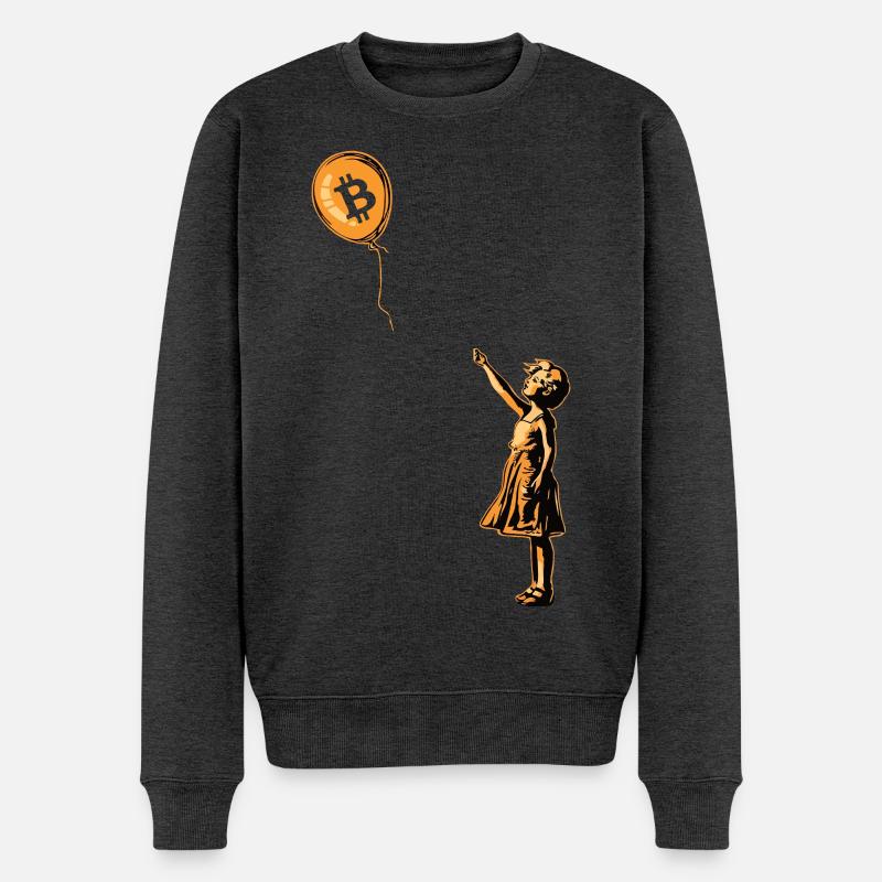 Bitcoin Balloon Girl - Männer Premium Bio Pullover - Anthrazit meliert