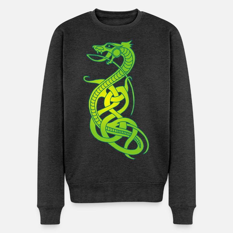 Unendliche grüne und gelbe Schlange - Männer Premium Bio Pullover - Anthrazit meliert