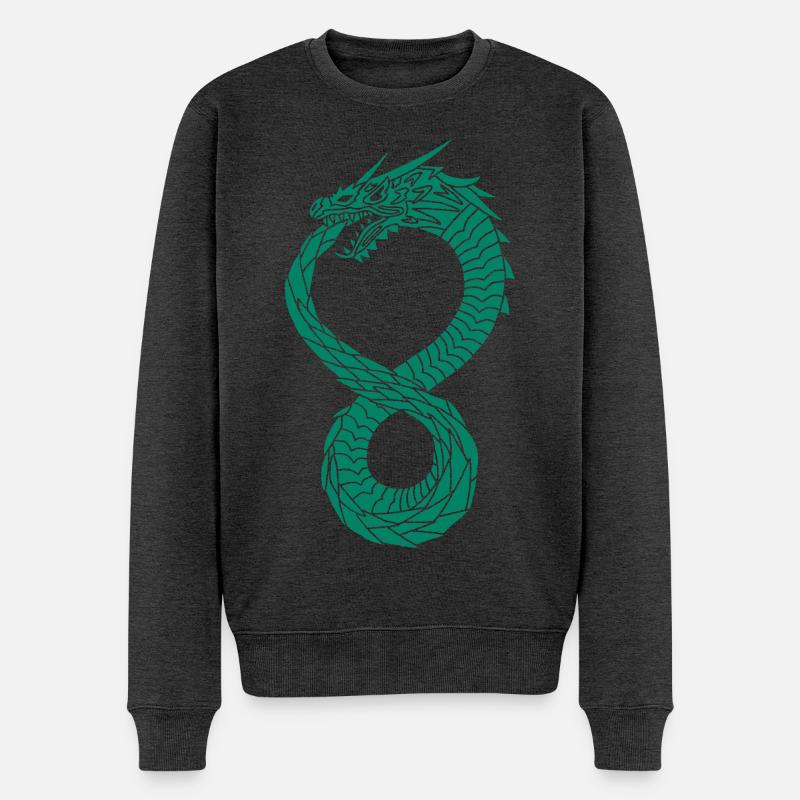 Grüner unendlicher Drache - Männer Premium Bio Pullover - Anthrazit meliert