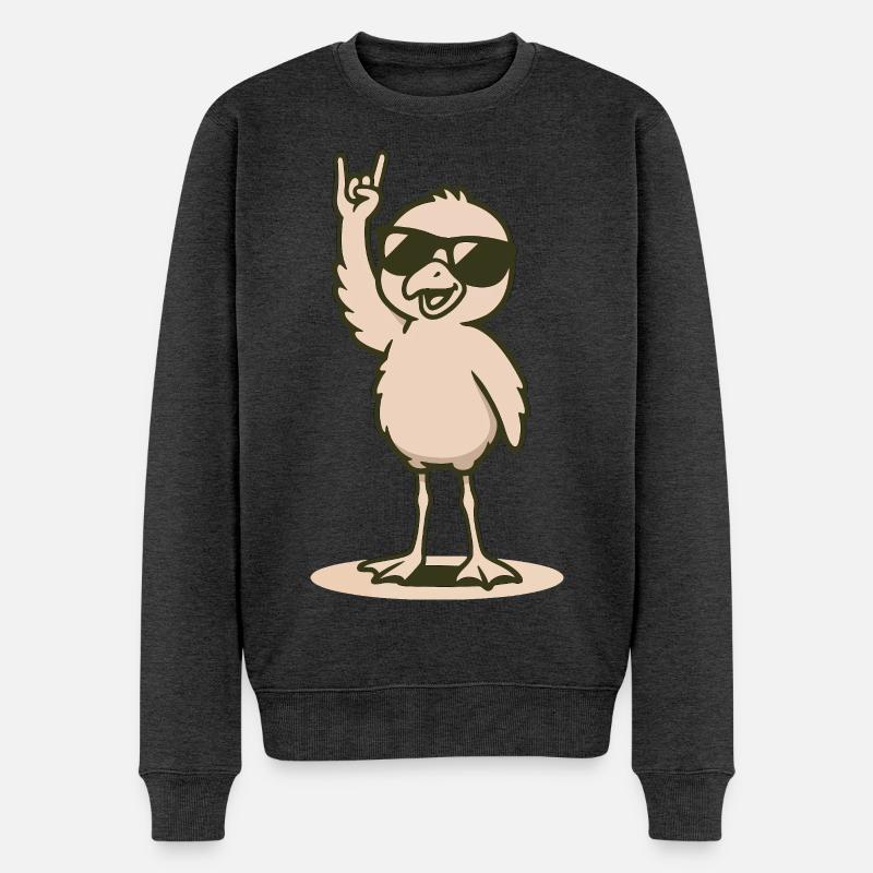 Flamingo Rock’n’Roll - Männer Premium Bio Pullover - Anthrazit meliert