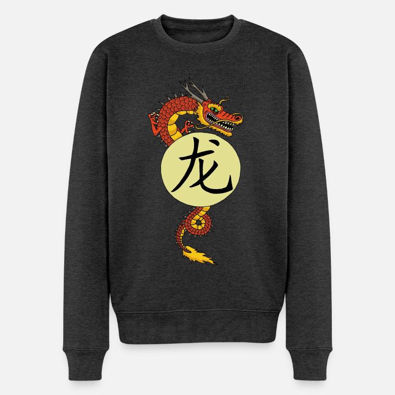 Chinesischer Roter Drache - Männer Premium Bio Pullover - Anthrazit meliert