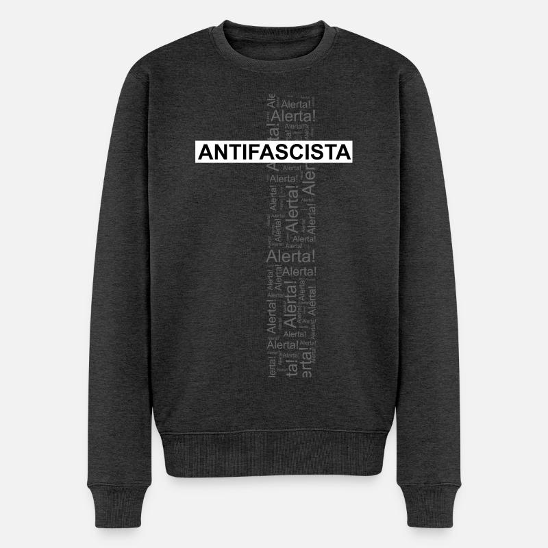 Alerte! Antifasciste ! - Art des mots - Pull Premium bio Homme - anthracite chiné