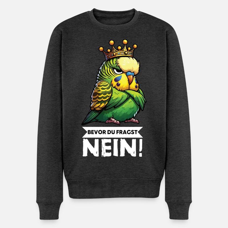 Bevor Du Fragst Wellensittich Vogel Welli Wellis - Männer Premium Bio Pullover - Anthrazit meliert
