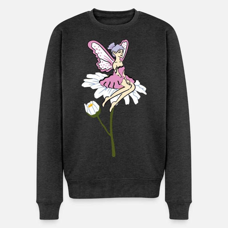 Sonnenblumen Fee - Männer Premium Bio Pullover - Anthrazit meliert