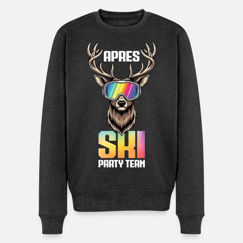Après Ski Party Team Hirsch Schnee Skifahren Ski - Männer Premium Bio Pullover - Anthrazit meliert