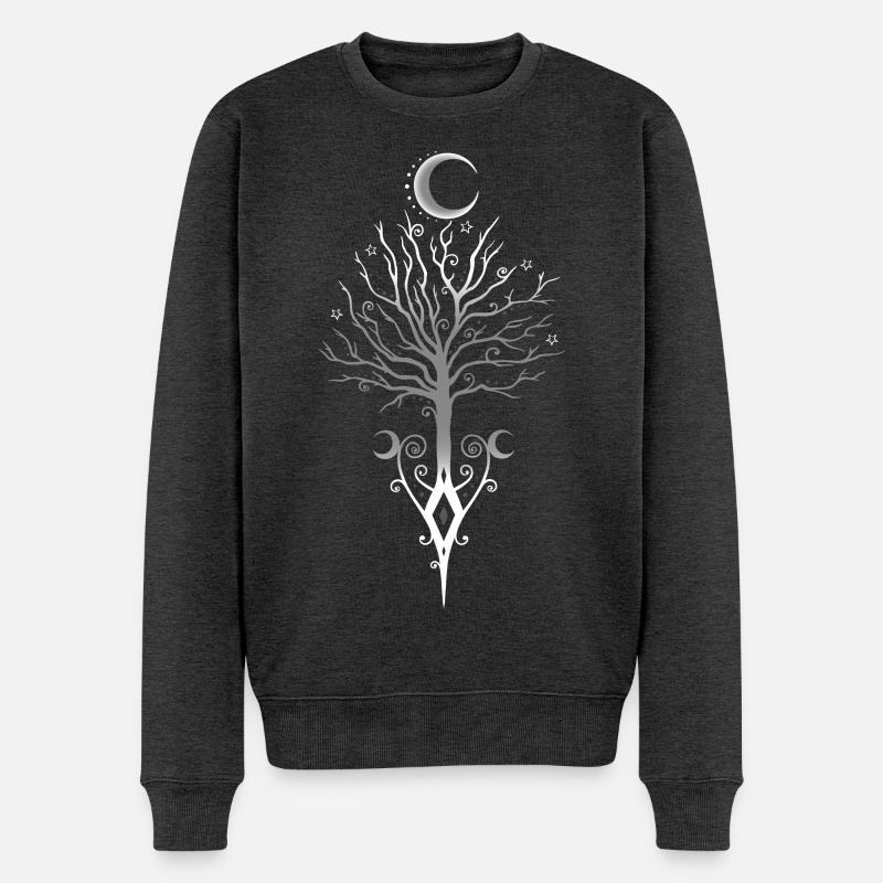 Okkulter Mondbaum Dunkler Herbst - Männer Premium Bio Pullover - Anthrazit meliert