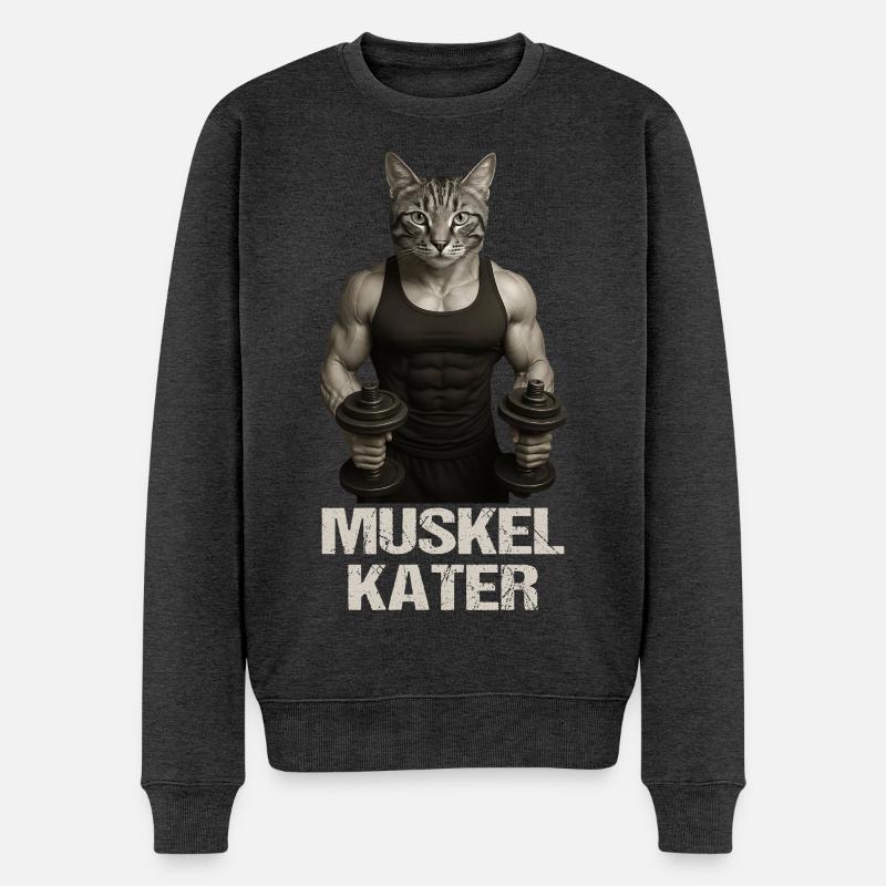Muskelkater - Männer Premium Bio Pullover - Anthrazit meliert