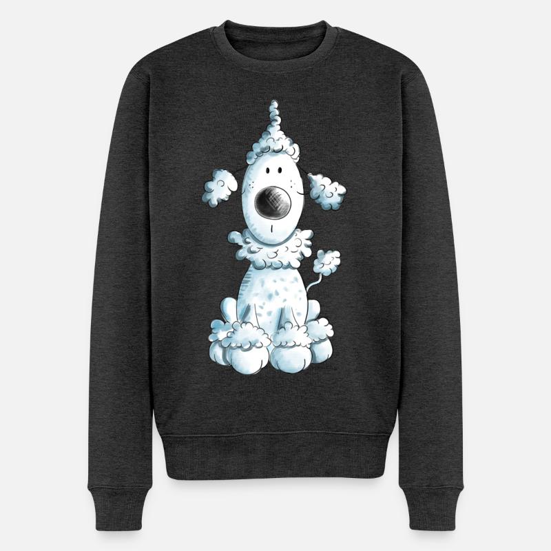 Fröhlicher Pudel - Männer Premium Bio Pullover - Anthrazit meliert