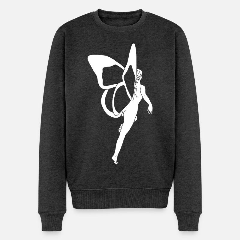 Schmetterling Frau (weiß) - Männer Premium Bio Pullover - Anthrazit meliert