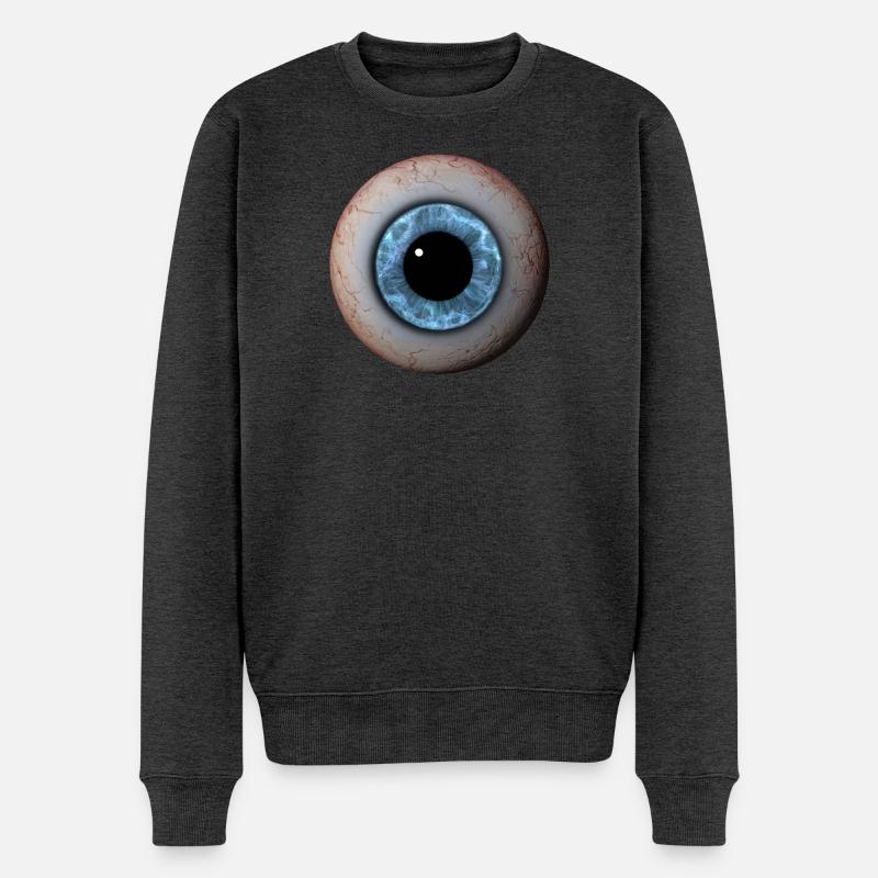 Gros plan des yeux Iris bleu - Pull Premium bio Homme - anthracite chiné